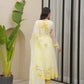 Periwinkle Yellow Chiffon Handpaint Suit Set