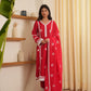 Zuri Red Bandhani Silk  Suit Set