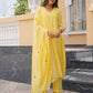 Sunflower Floral Aari Work Chanderi Kurta Set