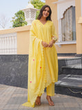 Sunflower Floral Aari Work Chanderi Kurta Set