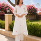 Off White Petal Handwork Chanderi A-Line Kurta Set