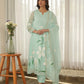 Pastel Mint Hand Paint Soft Organza Suit Set