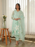 Pastel Mint Hand Paint Soft Organza Suit Set