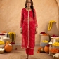 Pink Chiffon Bandhej Mirrorwork Straight Kurta