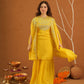 Parizet Yellow Zariwork Sharara Jacket Set