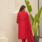 Marley Red Silk Straight Suit Set