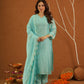 Noormahal Sky Chanderi Aariwork Suit Set