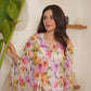 Snow White Chiffon Floral Straight Suit Set