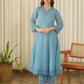 Powder Blue Aari Embroidered Doria Suit Set