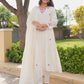 Off White Petal Handwork Chanderi A-Line Kurta Set