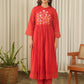 Crimson Red Aari Embroidered Chanderi Suit Set