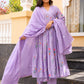 Lavender Daisy Chanderi Angrakha Kurta Set