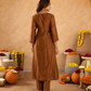 Brown Chanderi Aari & Handwork Gathered Kurta Set
