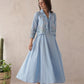 Liliah baby blue embroidery cotton cotton jacket dress