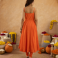 Orange Chanderi Anarkali with Aari Work & Sequin Embellished  Dupatta