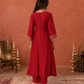 Red Chanderi Mirrorwork A- Line Kurta Set