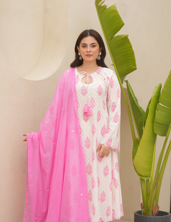 Soa Pink Block Print Cotton Suit Set
