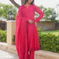 Ruby Bloom Floral Aari Work Chanderi Kurta Set
