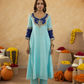 Sky Blue Chanderi A-Line Kurta Set with Handwork Detailing &  Organza Dupatta