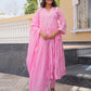 Pink Daisy Chanderi Angrakha Kurta Set