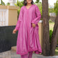 Purple Chanderi Lace Work Kurta Set
