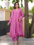 Purple Chanderi Lace Work Kurta Set