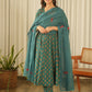 Emerald Green Cotton Suit Set with Pants & Doriya Dupatta