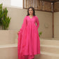 Pink Chanderi Aari Embriodered Suit Set