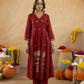 Maroon Floral Aari Embroidered Anarkali Set