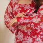 Cora Red Chiffon Kurta Set With Smocked Blouse