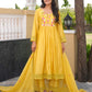 Mustard Floral Handwork Chanderi Kurta Set