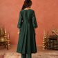 Bottle Green Floral Aari Embroidered Anarkali Set