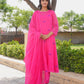 Pink Fuchsia Bloom Doria Aari Kurta Set