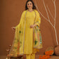 Surror Yellow Chanderi With Handpaint Dupatta