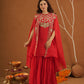 Meherbaan Red Zariwork Sharara Jacket Set
