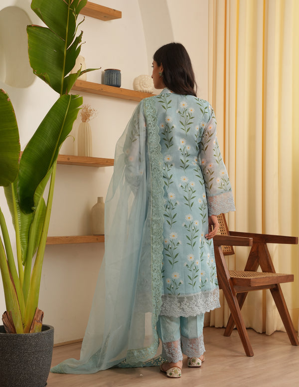Faith Sky Chanderi Straight Suit Set