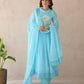 Aurea Sky Blue Doria Embriodered Suit Set