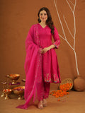 Sunehri Pink Silk Aariwork Suit Set