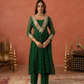 Green Chiffon Bandhej Mirrorwork Kurta Set