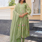 Pista Flora Chanderi Angrakha Kurta Set