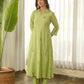 Pistachio Green Embroidered Chanderi Kurta Set with Pants