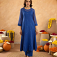 "Royal Blue Doria Hand Embroidered A- Line Kurta  Set"
