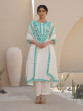 SNOWY WHITE CHANDERI EMBROIDERED SUIT SET