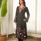 Black Floral Embroidered Muslin Kurta Set with Straight Pants