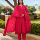 Ruby Bloom Floral Aari Work Chanderi Kurta Set