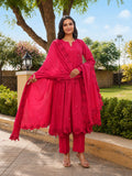 Ruby Bloom Floral Aari Work Chanderi Kurta Set