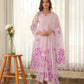 Mauve Blossom Hand Paint Soft Organza Suit Set