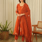 Rust Orange Cotton Screen Print Kurta Set with Pant & Dupatta