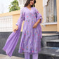 Lavender Daisy Chanderi Angrakha Kurta Set