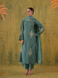 Rani Zoya Green Embroidered Silk Suit Set